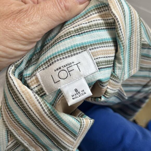 Ann Taylor Loft Blazer Jacket size 8 Blue Olive Khaki Pockets Casual Career Slim - Picture 7 of 7